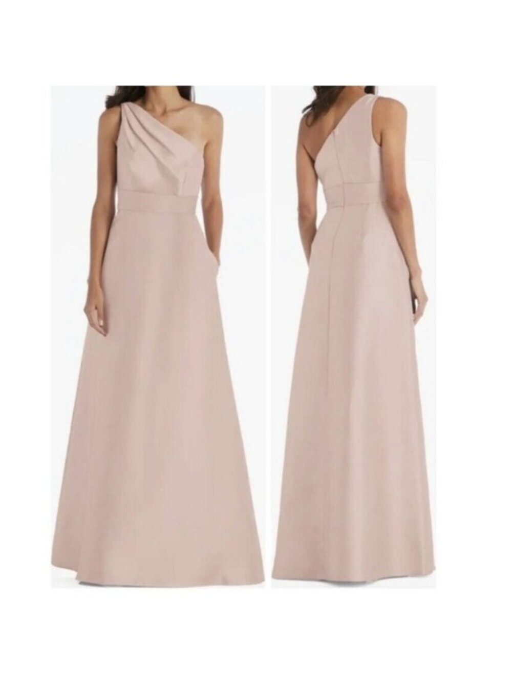 Alfred Sung Satin Twill One Shoulder Formal Gown Size 14 New Bridesmaid Party - Picture 1 of 10